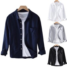Camicia uomo comoda calda moda elegante camicia pizzo cardigan tinta unita