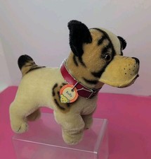 8x10" Vintage Steiff 1960's Bulldog Bully Puppy Dog Tagged Germany Mohair Si2
