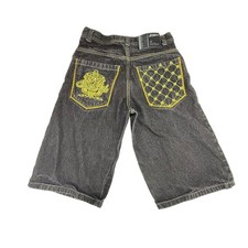 Vintage Southpole Denim Jorts Shorts 32 Black Baggy Gold Embroidered Y2K Skater