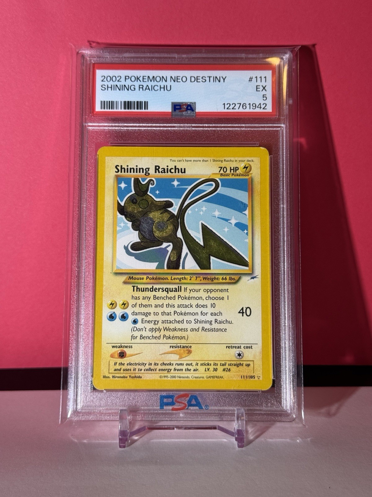 PSA 5 Shining Raichu 111/105 Neo Destiny 2002 Pokemon Card