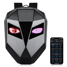 LED Motorcyle Knight Backpack for Men,Hard Case Riding Backpack Motorbike Black