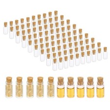 1ml Tiny Glass Bottles Vials 100Pcs Mini Clear Bottles Glass with Cork Stoppers