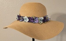 Uno Alla Volta Fedora Floppy Sun Hat Floral Band Made in USA