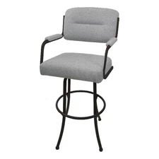 Tobias Designs 30" Swivel Metal & Fabric Bar Stool in Brown and Charcoal