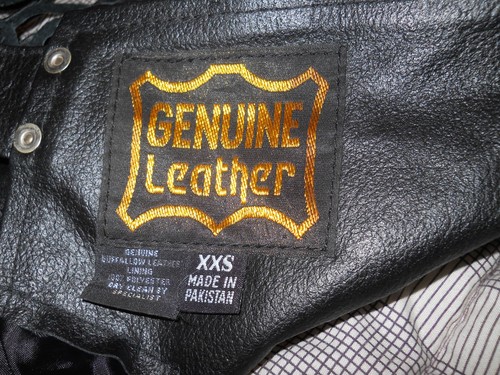 VTG Buffalo Leather Black @ Purple Rose /Fringe Biker Motorcycle Chaps~ Size XXS - Bild 7 von 9