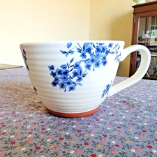 Portobello by Inspire Floral 16oz Blue & White Coffee Mug Cup