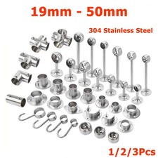 Stainless Steel Pipe Fittings Wardrobe Rail Hanging End Center Hanging Brackets