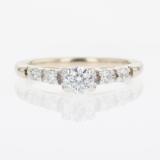 .39ctw Diamond Solitaire with Accents Engagement Ring 18k White Gold Size 5.25