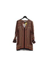 Mango Women's Top XS Brown 100% Viscose Long Sleeve V-Neck Tunic