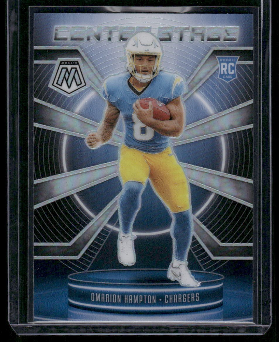 2025 Panini Mosaic #6 Omarion Hampton Center Stage Mosaic Silver