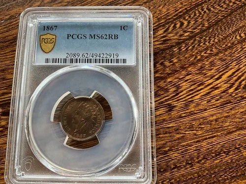 1867  INDIAN CENT   PCGS  MS62Rb   UNCIRCULATED KEY DATE