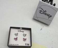 Disney Mickey Mouse Crystal Bezel Set of 2 Crystal cz Stud Earrings 925