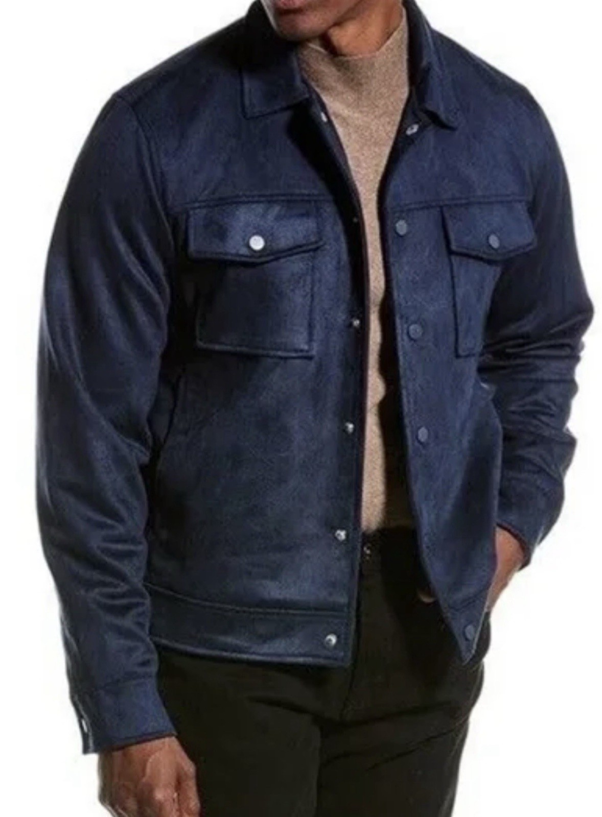 Robert Graham Suede Navy Utility Jacket RG-129. Men's Large