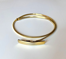VTG 1980s Skinny Snake Belt Gold Metal Oblong Buckle Serpentine Stretch 24"-26"