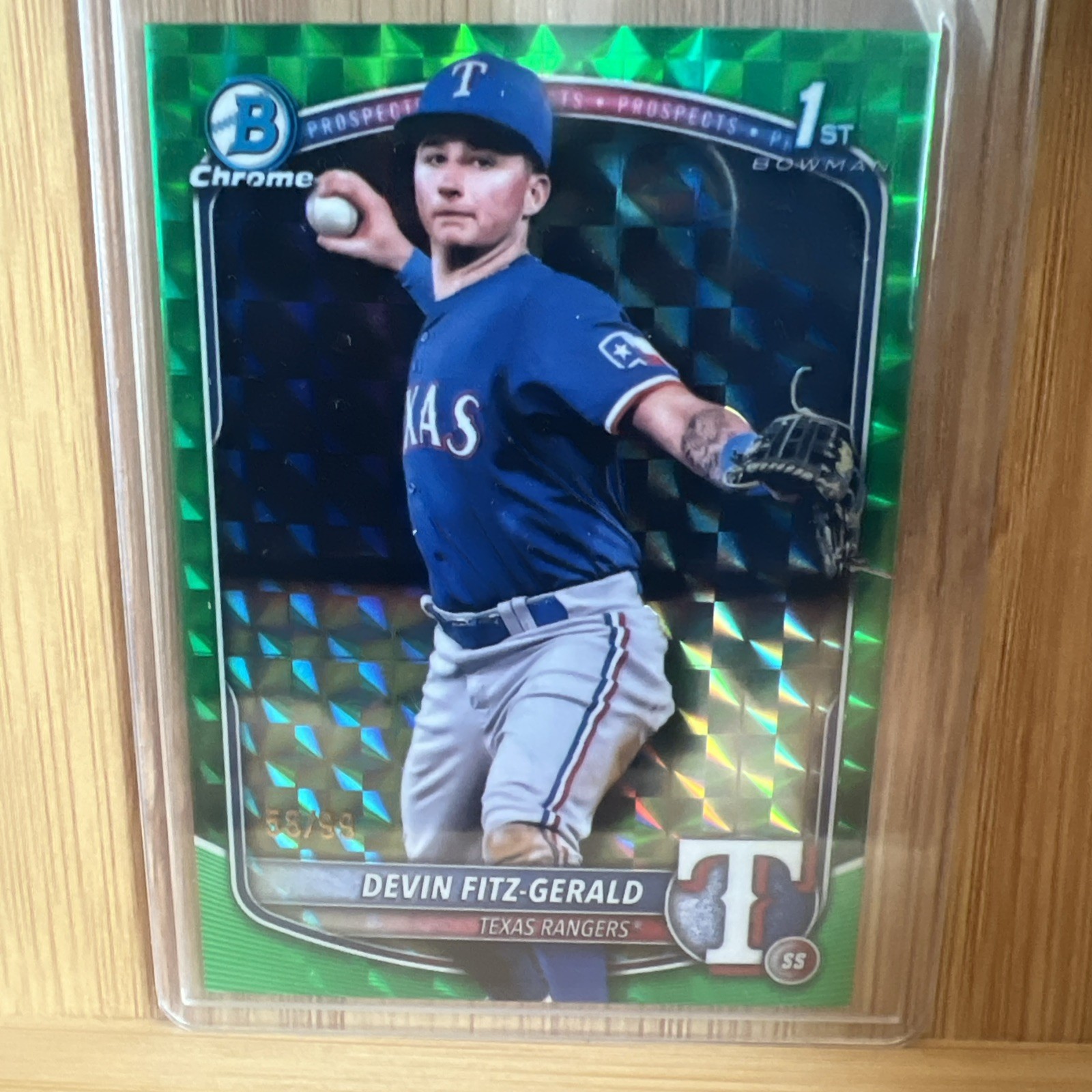2025 Bowman Chrome DEVIN FITZ-GERALD 1st Green Geometric /99 BCP-158