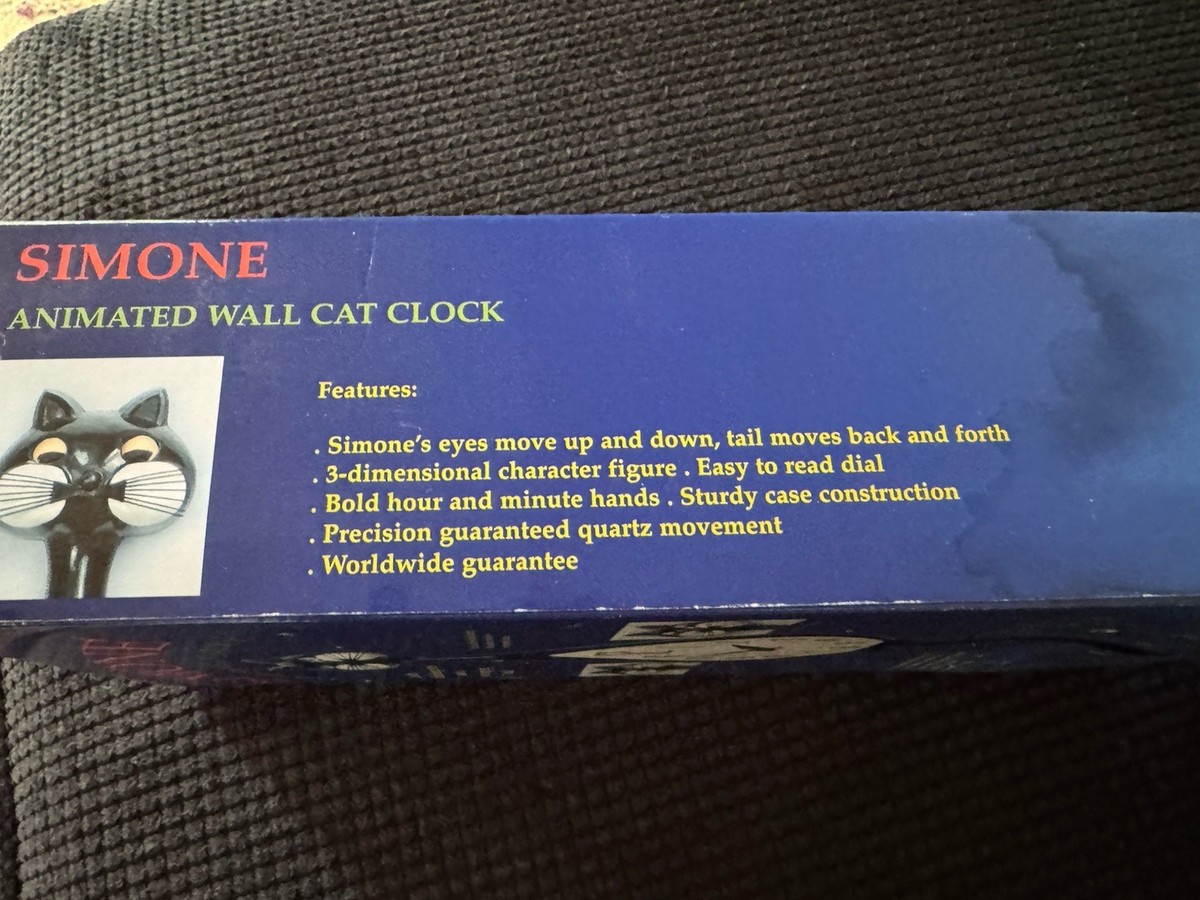 Dessousa Simone Animated Cat Standard Wall Clock - Black (63