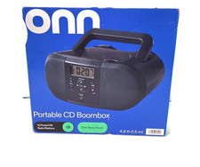 onn Portable CD Boombox With Radio 10 FM Preset Stations NEW