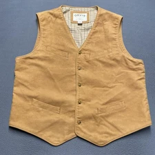 Orvis Vest Mens XL Tan Cotton Canvas Waistcoat Shooting Hunting Lined Outdoor