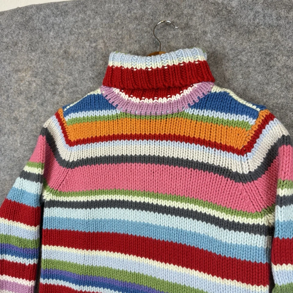 VTG GAP Cable Knit Rainbow Turtleneck Sweater Stripe Wool Blend Womens Large Y2K - Image 3 of 4
