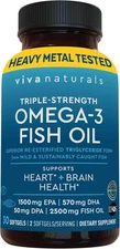 Viva Naturals Triple Strength Omega 3 Fish Oil Supplement - 2500 mg Fish Oil wit