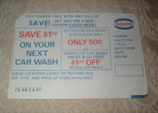 VINTAGE SOHIO STANDARD OIL of OHIO CLEVELAND GAS SERVICE STATION CAR WASH COUPON