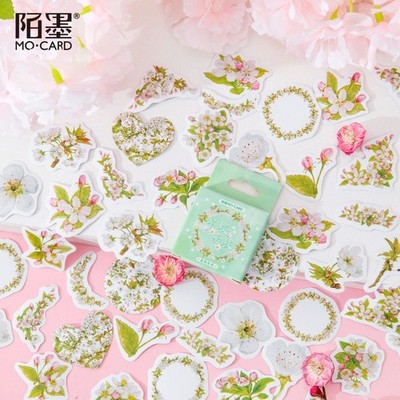 Cherry Blossom Stickers Set, Flower Themed Stickers Pack, Floral Bullet Journal