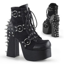 Demonia Pleaser Char1Xx Lace-Up Platform Ankle Boots With Studs Charade 100