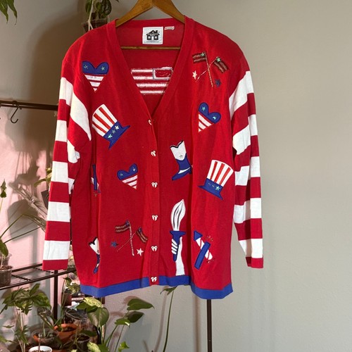 Storybrook Strick patriotisch verzierte Strickjacke USA 4. Juli Americana Pullover - Bild 1 von 9
