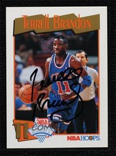 BAS 1991-92 NBA Hoops Draft Terrell Brandon #556 Beckett Auth Sticker Auto 2k2