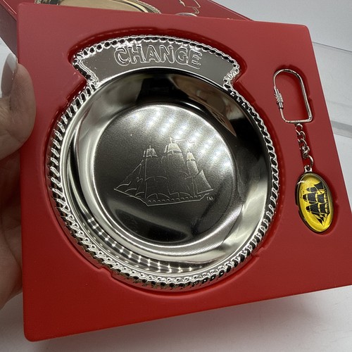 Vecchio piatto e portachiavi vintage cambio spezie tono argento HONG KONG NOS - Foto 9 di 11