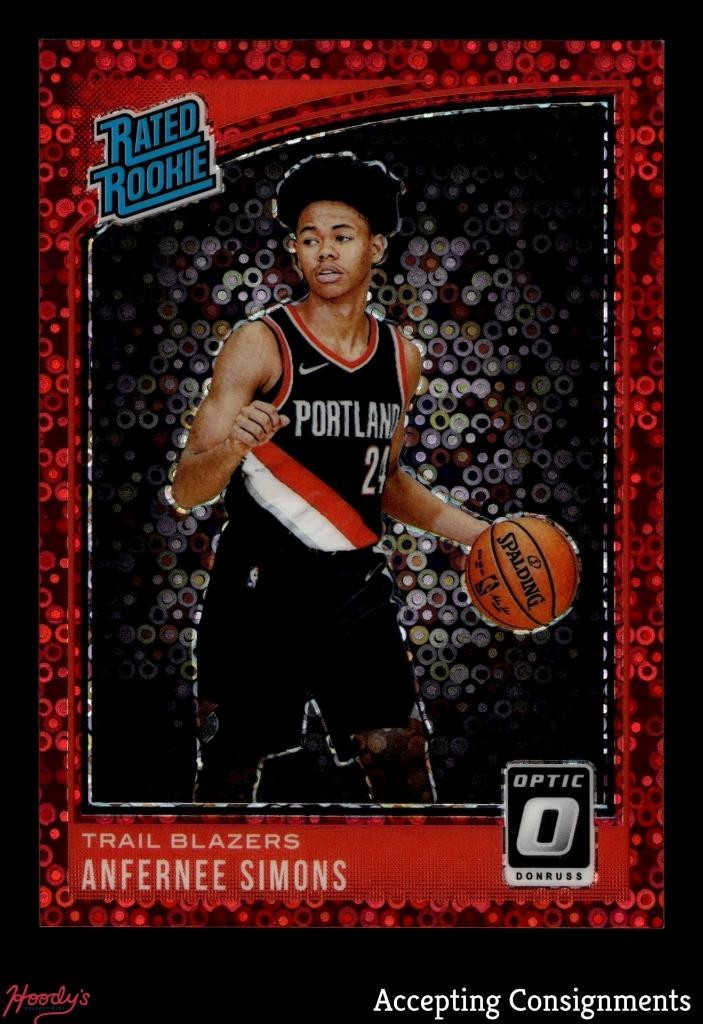 2018-19 Donruss Optic Fast Break Red #186 Anfernee Simons Rated Rookie RC 81/85