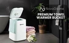 Smart Towel Warmer Bucket 20L Large Heated Towel Warmer Bathroom LED Timer White