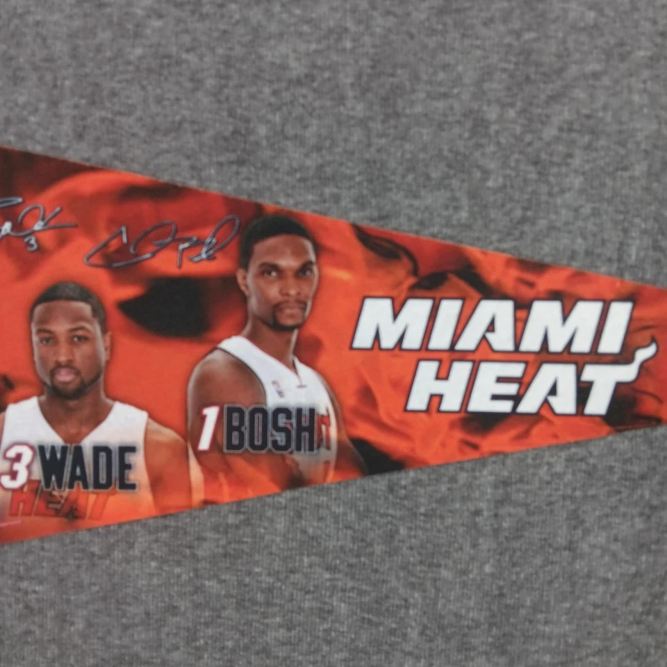 Miami Heat Pennant Banner NBA Basketball LeBron James Wade Bosh Big Three - Image 4 of 4