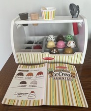Melissa  Doug Wooden Scoop and Serve Ice Cream Counter 21 Pcs Play Food Wood