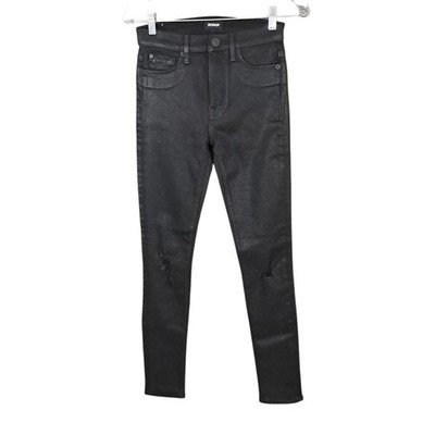 Hudson Jeans Barbara High-Waist Black Super Skinny Jean Women's 25 Emo Biker