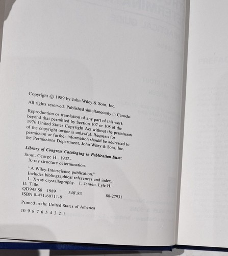 X-Ray Structure Determination 2nd Edition - G Stout & L Jenson (Hardcover, 1989) - 第 4/5 張圖片