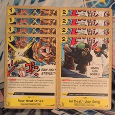 4 x One Piece Raw Heat Strike ST29-015 C & 4 x Iai Death Lion Song ST29-017 C
