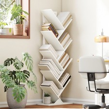 HOMCOM 9-Tier Tree Bookshelf with Steel Frame for Living Room, Refurbished