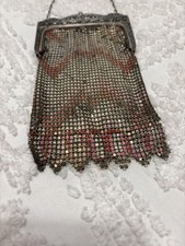 Antique Mesh Purse Nouveau Deco German Silver Victorian Chain Link Flapper