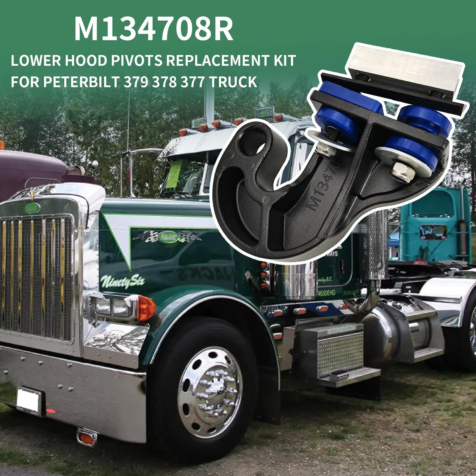 Left Side Lower Hood Pivot & Hinge Bushing Bolt Kit for Peterbilt 377 378