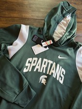 Nike Michigan State Spartans Hoodie Mens Medium Green On Field ThermaFit NWT
