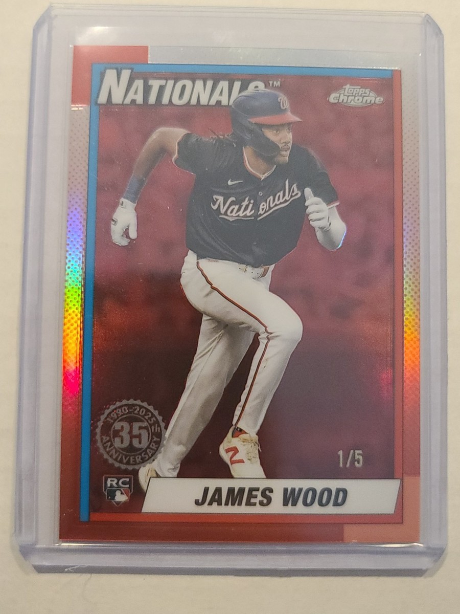 2025 Topps Chrome 1990 Topps James Wood RC #90CB-15 Red Parallel 1