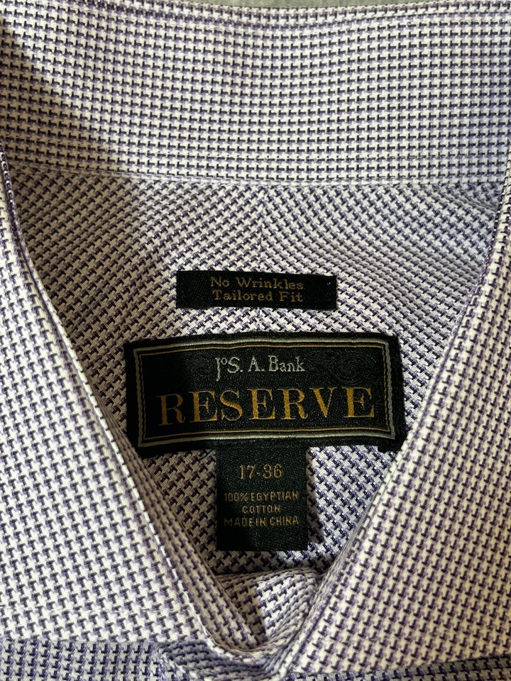 Jos. A Bank Reserve Men's Tailored Fit 100% Egyptian Cotton Dress Shirt Sz 17-36 - Image 2 of 4