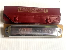 Vintage Hohner Harmonica Key of C No 364 Marine Band w/Case