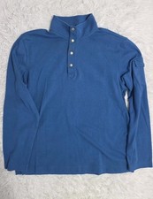 Banana Republic Sweater Mens Large Blue Cotton Snap Button Mock Neck Pullover