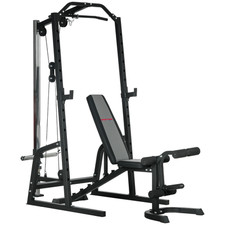 SPORTNOW Smith Rack di Alimentazione per Macchina con Barra di Pull Up, Sistema Lat Pull Down