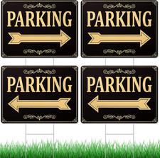 4 Pcs Parking Sign with Metal H Stake Double Sided Event Parking Sign Corrugated