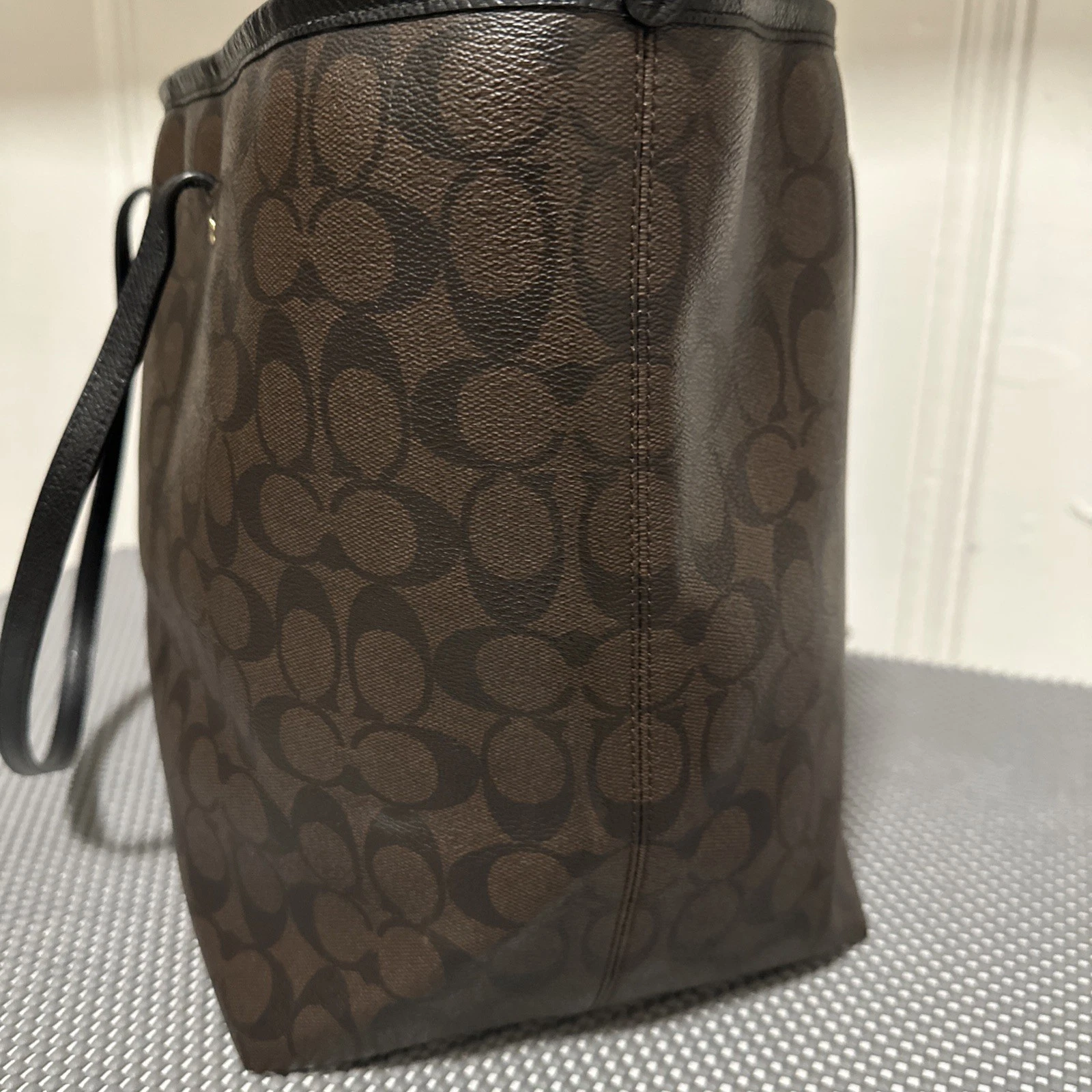 Borsa Coach Canvas detta marrone nero F34104 ottime condizioni