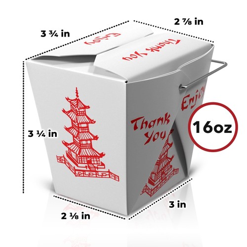 Pack of 100 Chinese Take Out Boxes Pagoda, 8 oz./Pint Size, Party Favor and F... - 第 3/9 張圖片