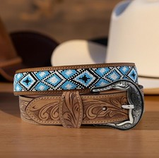 Western Genuine Leather Belt Full Grain Handmade Men's Heavy Duty With Buckle